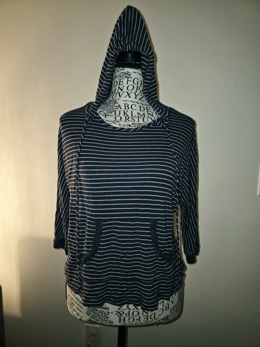 Madewell Navy & White Striped Hooded Top